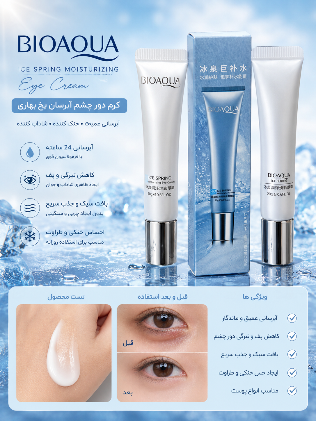 کرم دور چشم آبرسان یخ بهاری بیواکوا